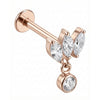 Titanium Labret Marquise Fan With Round Dangle