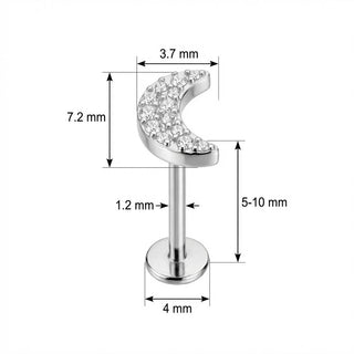 Titanio Luna Creciente con Cristales Rosca interna Labret