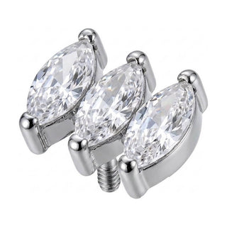 Titanium Top Triple Marquise Zirconia Cluster Internally Threaded