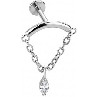 Titanio Arco Curvo con Cadena Colgante Rosca interna Labret