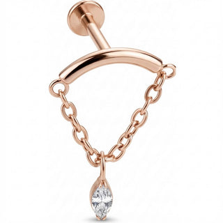 Titanium Labret Curved Bar with Draped Chain