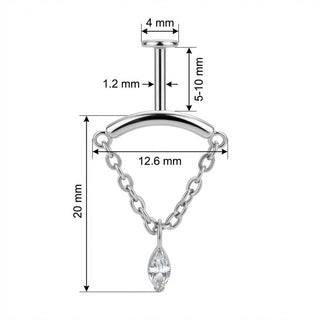 Titanio Arco Curvo con Cadena Colgante Rosca interna Labret