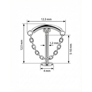 Titanio Barra Curva Cadena Colgante Rosca interna Labret