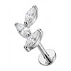 Titanio Enredadera Triple Cristal Marquise Rosca interna Labret