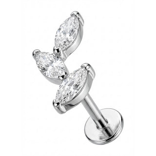 Titanio Enredadera Triple Cristal Marquise Rosca interna Labret