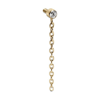 Titanium Top Round Zirconia With Dangle Chain Internally Threaded