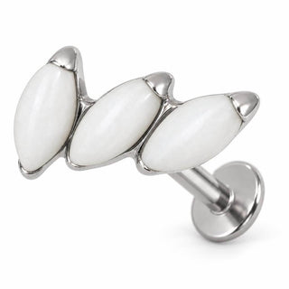 Titanium Labret Triple Marquise Zirconia Curve Internally Threaded