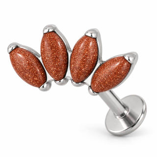 Titanium Labret Four Marquise Zirconia Fan Internally Threaded
