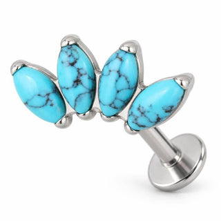 Titanium Labret Four Marquise Zirconia Fan Internally Threaded