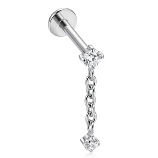 Titanio Cadena Colgante Doble Cristal Rosca interna Labret