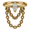Titanium Ring Marquise Zirconia Double Chain Clicker
