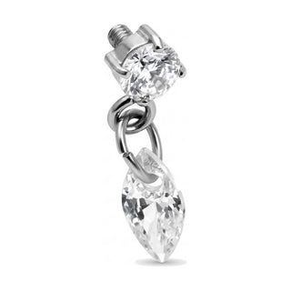 Titanium Top Round Zirconia With Teardrop Dangle Internally Threaded