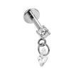 Titanio Labret Circonita Redonda Con Colgante Rombo Rosca interna Labret