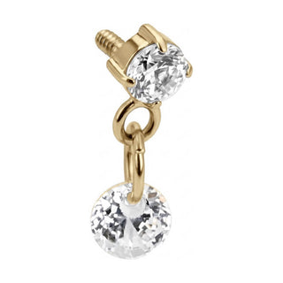 Titanium Top Double Zirconia Dangle Drop Internally Threaded