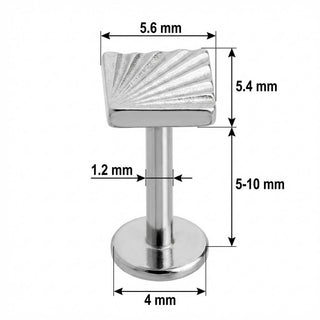 Titanio Diseño de Abanico Texturizado Rosca interna Labret
