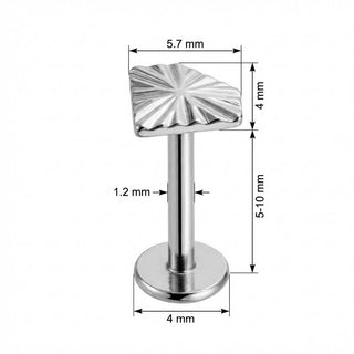 Titanio Rectángulo Rayos de Sol Rosca interna Labret