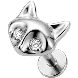 Titanio Cabeza De Gato Ojos Cristal Rosca interna Labret