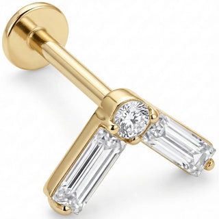 Titanio Chevron De Cristales Baguette Rosca interna Labret