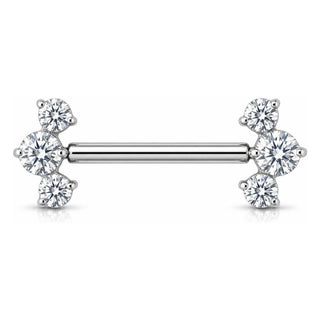 Titanium Nipple Piercing Triple Crystal Cluster Push-In