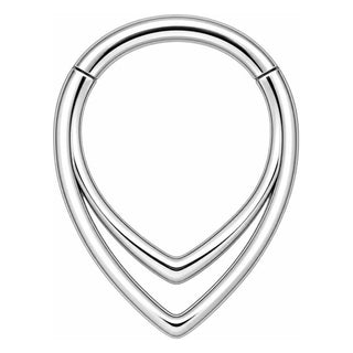 Titanium Ring Double V Teardrop Clicker