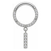Titanium Ring Crystal Pave Dangling Bar Clicker