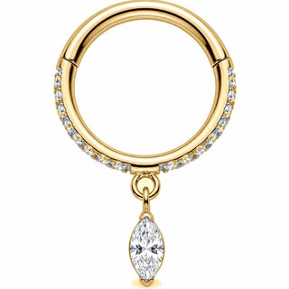 Titanium Ring Marquise Dangle Pave Zirconia Clicker