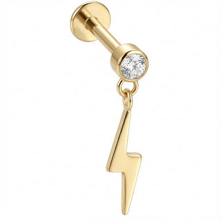 Titanio Colgante Rayo con Cristal Rosca interna Labret