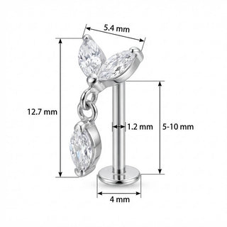 Titanio Pétalos Marquesa con Colgante Rosca interna Labret