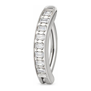 Titanium Belly Button Piercing Baguette Zirconia Row Clicker