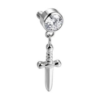 Titanium Top Dagger Dangle with Zirconia Internally Threaded