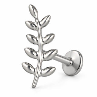 Titanium Labret Fern Leaf Branch Internally Threaded