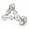 Titanium Labret Tapered Zirconia Triangle Cluster Internally Threaded