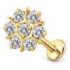 Titanium Labret Seven Zirconia Flower Cluster Internally Threaded