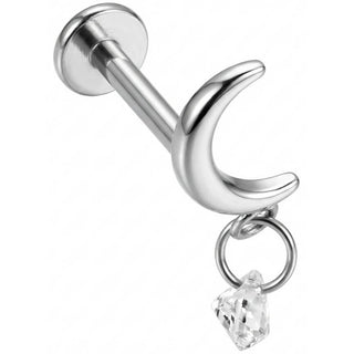 Titanio Luna Creciente Cristal Colgante Rosca interna Labret