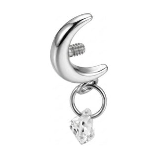Titanium Top Crescent Moon Zirconia Drop Internally Threaded