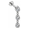 Titanium Labret Cascading Teardrop Crystals Internally Threaded