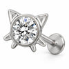 Titanium Labret Cat Face Zirconia Internally Threaded