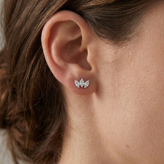 Titanium Earring Three Marquise Stone Cluster – getragen
