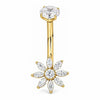 Titanium Belly Button Piercing Zirconia Flower Blossom