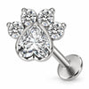 Titanium Labret Heart Animal Paw Print Internally Threaded