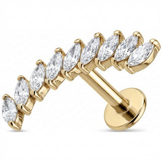 Titanio Enredadera Curva Cristales Marquise Rosca interna Labret