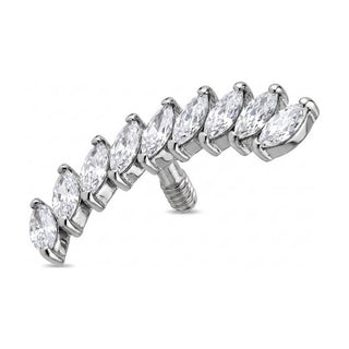 Titanium Top Curved Marquise Zirconia Cluster Internally Threaded