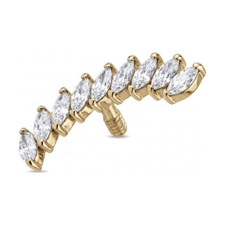 Titanium Top Curved Marquise Zirconia Cluster Internally Threaded