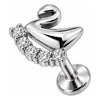 Titanium Labret Swan With Crystal Curve Internally Threaded