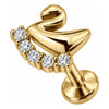 Titanium Labret Swan With Crystal Curve Internally Threaded