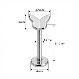 Titanio Top Silueta de Mariposa Rosca interna Labret