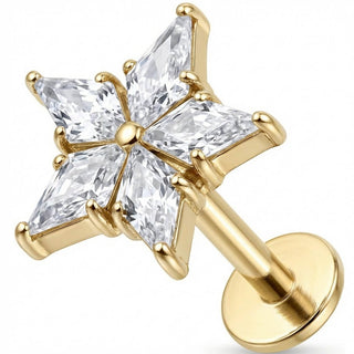 Titanio Estrella de Cinco Cristales Rosca interna Labret