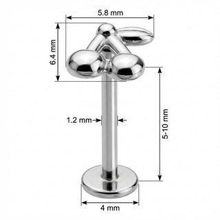 Titanio Dúo De Cerezas Con Tallo Rosca interna Labret