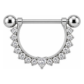Titanium Nipple Piercing Crystal Arch Heart Center