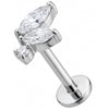 Titanio Ramo Hojas Cristal Marquise Rosca interna Labret